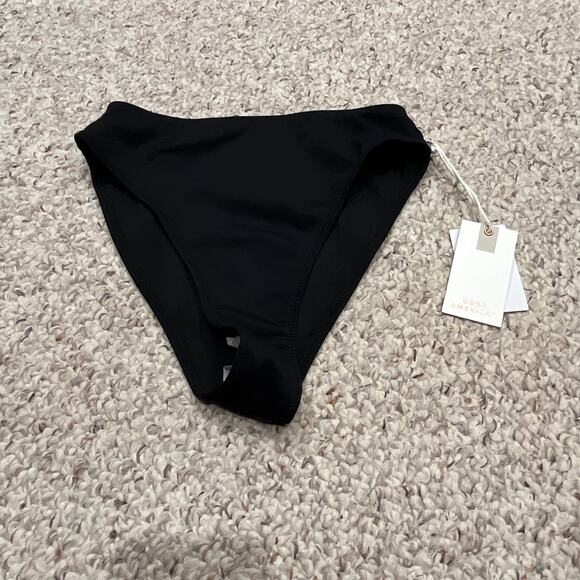 NWT Good American High Cut Bikini Bottoms Sz XS Black Swim Beach Vacation - Picture 1 of 7